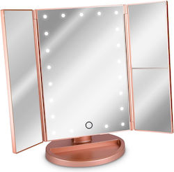 Navaris Double Sided Lighted Tabletop Makeup Mirror Zoom x2 Pink