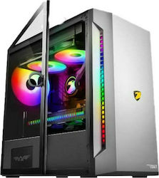 Armaggeddon Tessaraxx Core 1 Gaming Midi Tower Computer Case with Window Panel and RGB Lighting Silver