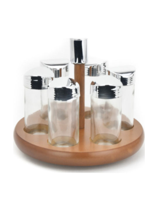 Karvounis Glass Tabletop Rotating Spice Rack Walnut 6pcs