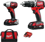 Milwaukee M18 CBLPP2C-202Β Set Impact Drill Driver & Impact Screwdriver 18V with 2 2Ah Batteries and Case