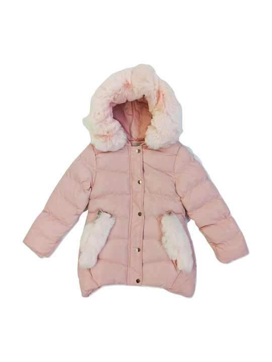 Joyce Kids Quilted Jacket Long Hooded Pink