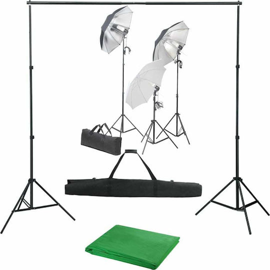 vidaXL Lighting Kit with Lights and Background Umbrella for Studio