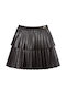 Kids' Leather Pleated Skirt Monochrome Black