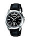 Casio Day Date Watch Battery with Black Leather Strap