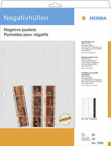 Herma Negative pockets PP clear 25 Sheets/4-Strips Echipament pentru camera obscură