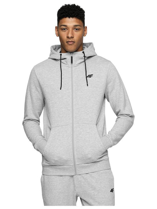 4F Men's Sweatshirt with Hood and Pockets Gray NOSH4-BLM004-27M