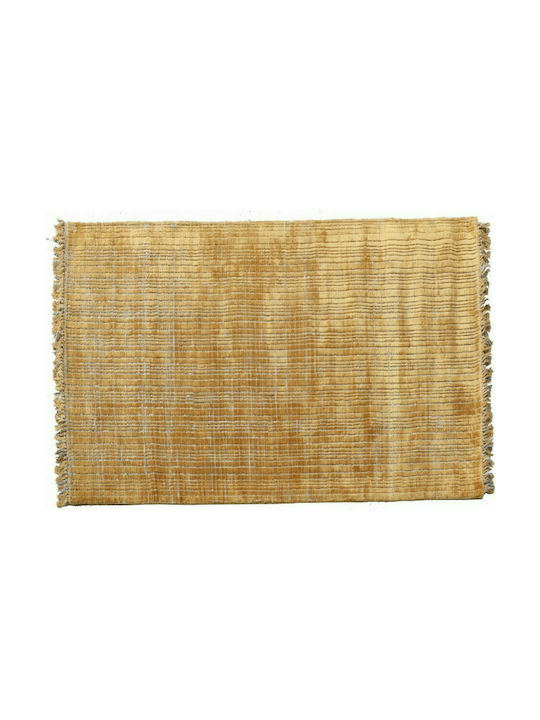 Zaros Handmade Rug Rectangular with Fringes Amber Yellow