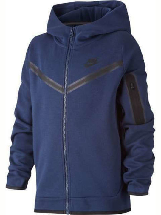 Nike Αθλητική Παιδική Ζακέτα Φούτερ Fleece με Κουκούλα για Αγόρι Navy Μπλε Sportswear Tech