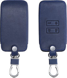 Leatherette Car Key Cover Case with 4 Buttons for Renault Blue