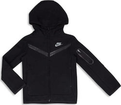 Nike Αθλητική Παιδική Ζακέτα Fleece με Κουκούλα για Αγόρι Μαύρη Sportswear Tech