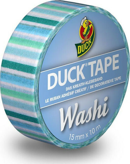 Duck Washi Adhesive Decoration Tape Blue Stripes 1pcs 15mm x 10m Blue Stripes