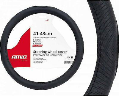 AMiO Car Steering Wheel Cover with Diameter 41-43cm XL Synthetic Black