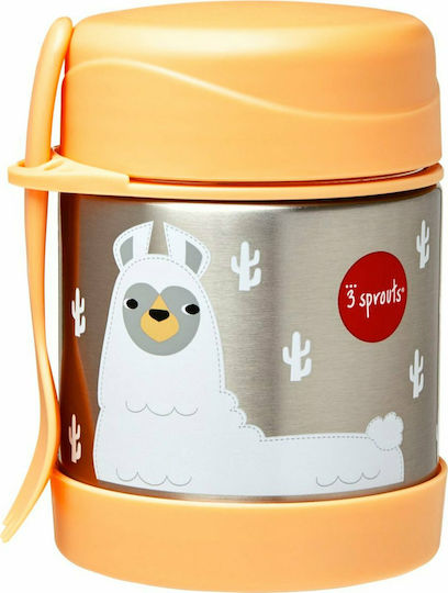3 Sprouts Llama Baby Thermos for Food Stainless Steel Peach 350ml