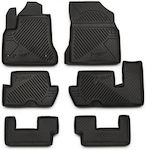 Novline Set of Front and Rear Mats Tray Type 6pcs from Rubber for Citroen C4 Grand Picasso Black