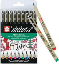 Sakura Brush Design Markers Multicolour 9pcs