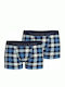 Herren Boxershorts Blue Kariert 2Packung