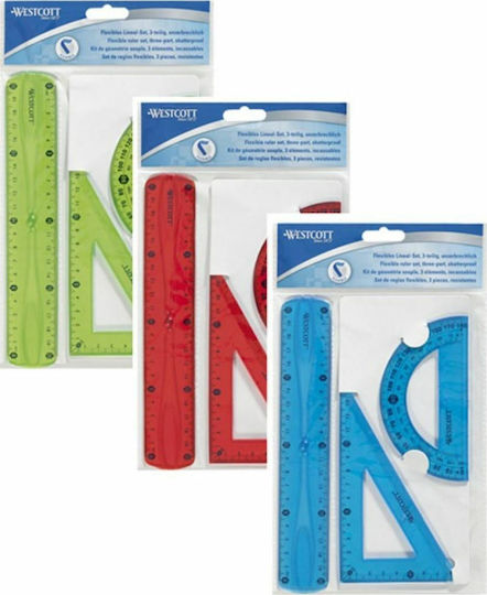 Westcott Set of 3 Geometric Instruments Plastic (Μiscellaneous colours)