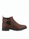 Leather Tabac Brown Men's Boots with Zipper