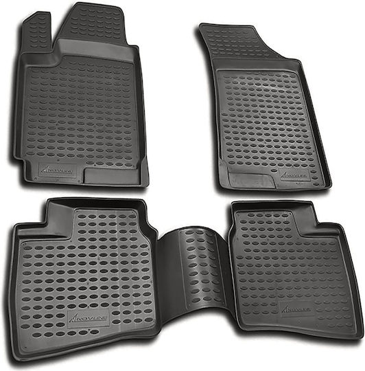 Novline Set of Front and Rear Mats 4pcs Tray Type for Hyundai Elantra 2007+ Gray