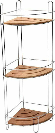 Evideco Ecke An der Wand montiert Badezimmerregal Metallisch mit 3 Regalböden 27x20x61.5cm Braun