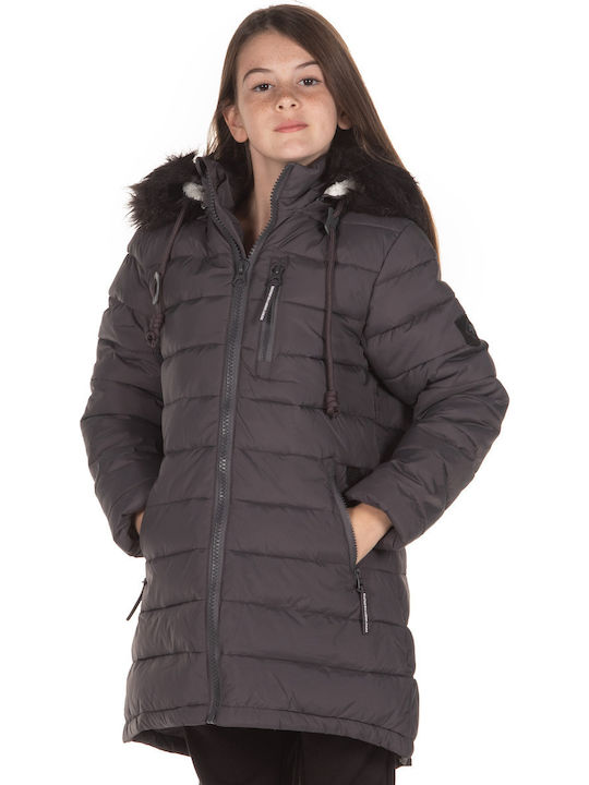 Kids' Parka Long with Hood Gray