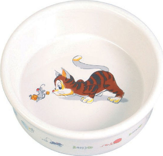 Trixie Ceramică Bol Mâncare & Apă pentru Câine & Pisică 200ml 12cm în Culoare Alb