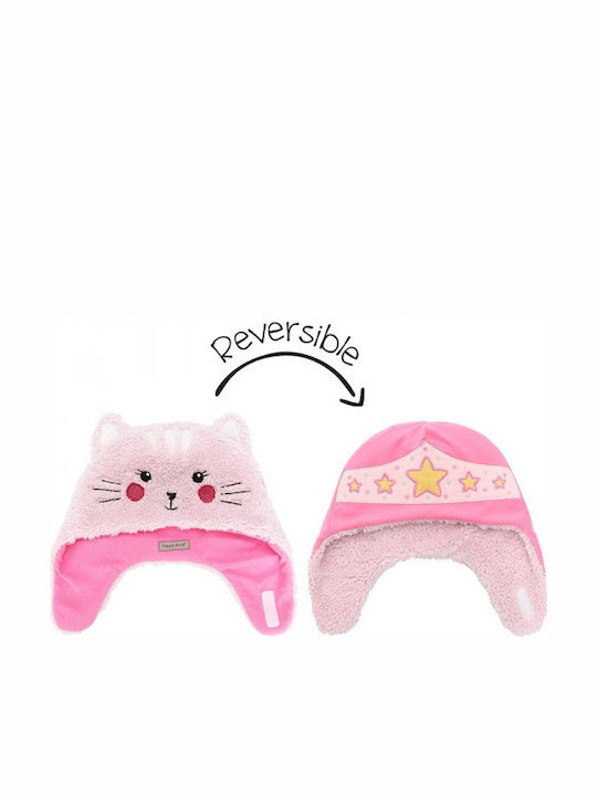 Flapjackkids Cat Σκουφάκι Διπλής Όψης Υφασμάτινο Ροζ