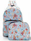 Eco Chic Foldable Blue Owl School Bag Backpack Elementary, Elementary Multicolored