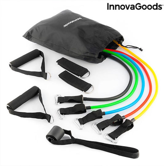 InnovaGoods Σωληνωτά Λάστιχα Γυμναστικής με Λαβές Σετ 5τμχ Πολύχρωμα με Οδηγό Άσκησης
