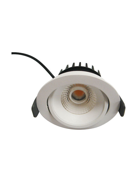 Viokef Round Metallic Recessed Spot with Integrated LED and Warm White Light White 8.3x8.3cm.