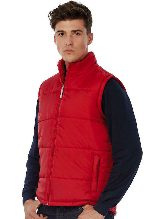 B&C Bodywarmer Αμάνικο Ανδρικό Μπουφάν Puffer Κόκκινο