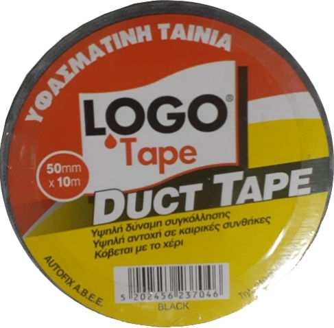 Logo Duct Tape Black Self-Adhesive Fabric Tape Black 50mmx50m 1pcs