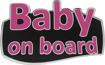 Race Axion Σήμα Baby on Board Με Αυτοκόλλητο 18,7x11,9 cm Fuchsia
