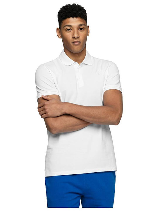4F Men's Athletic Short Sleeve Blouse Polo White