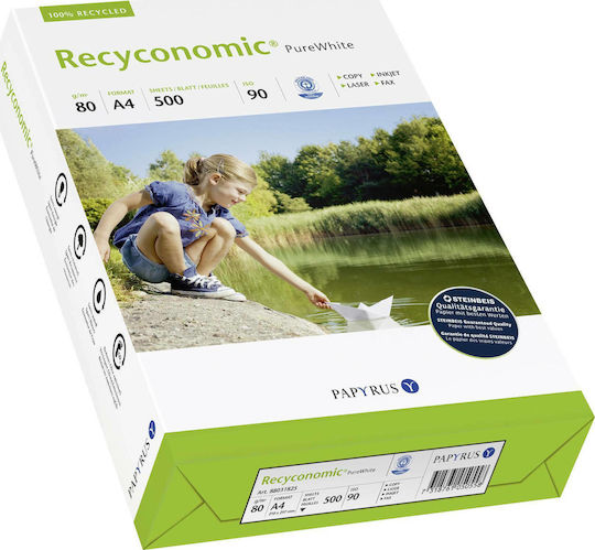 Papyrus Pure White Ανακυκλωμένο Χαρτί Εκτύπωσης A4 80gr/m² 500 φύλλα