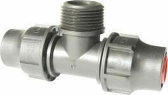 Palaplast 3281/0202 T-förmiges Verbindungsrohr 6Atm Lock-Typ mit Männlich Gewinde 20x19x20mm Schwarz