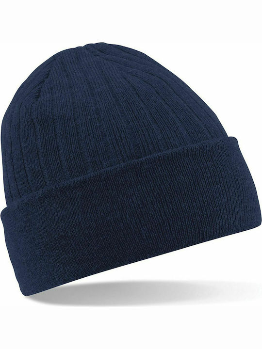 Beechfield Thinsulate Ribbed Beanie Cap Navy Blue