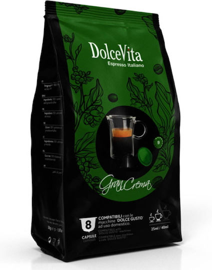 Dolce Vita Капсули Еспресо Gran Crema Съвместими с машина Dolce Gusto 96капси