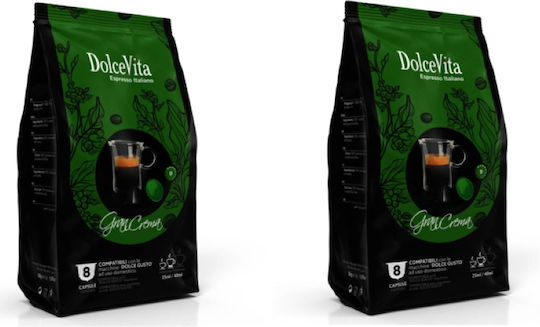Dolce Vita Capsules Espresso Gran Crema Compatible with Machine Dolce Gusto 16caps,tobolek