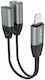 Dudao L17i Конвертор Lightning мъжки към 3.5mm / Lightning женски Сив 1бр