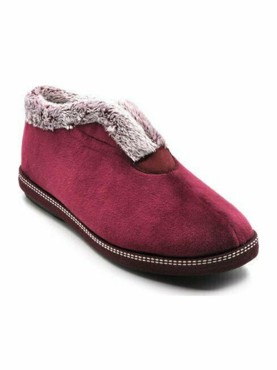 16003 Anatomical Women's Slippers with Fur Burgundy