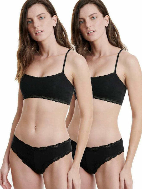 Walk Bamboo Damen Brasilien 2Pack mit Spitze Sc...