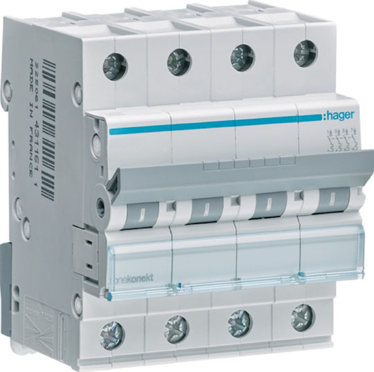 Hager Αυτόματη Ασφάλεια 20A Τετραπολική AC/DC MCN420