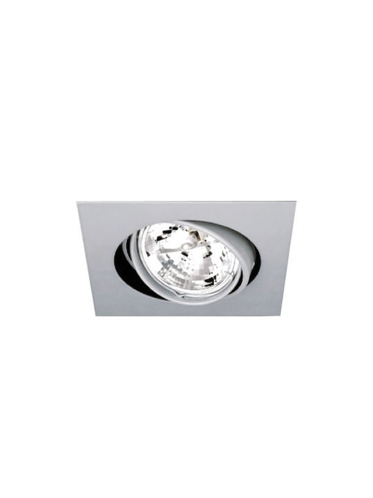 Aca Pătrat Metalic Spot Încorporat cu Soclu G53 Gri 17.5x17.5cm. 1buc