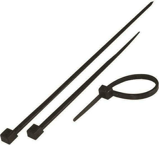 Eurolamp Δεματικά Καλωδίων Πλαστικά 450mmx7.6mm σε Μαύρο χρώμα (100τμχ) (147-54118)