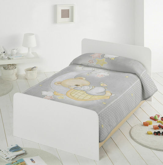 Piel SA Pătură Pepinieră Swaddling pături 6375 Sleepy Bear Catifea Gri 80x110cm