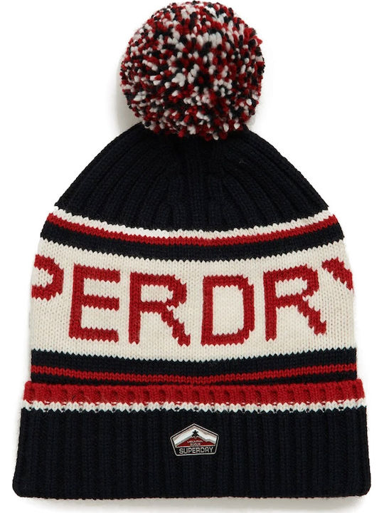 Superdry Woodruff Downhill Knitted Beanie Cap Navy Blue/Red/White