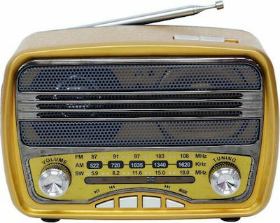 Meier M-166BT Retro Tabletop Radio Rechargeable with USB Gold