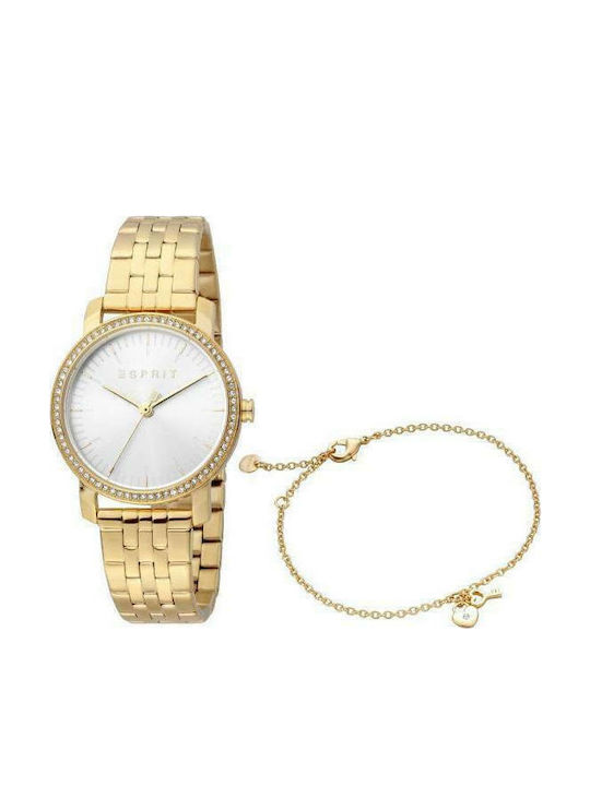 Esprit Γυναικείο Ρολόι 32mm Μπαταρίας με Χρυσό Μεταλλικό Μπρασελέ