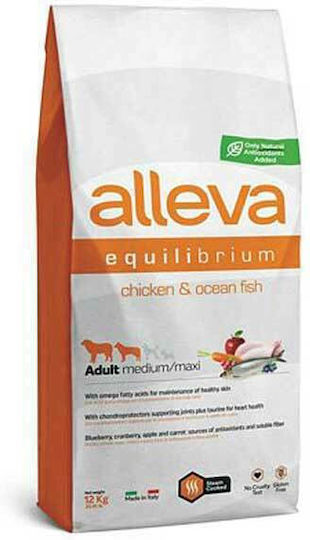 Alleva Equilibrium Adult Medium-Maxi 12kg Dry Food for Adult Medium & Large Breed Dogs with Chicken and Fish
